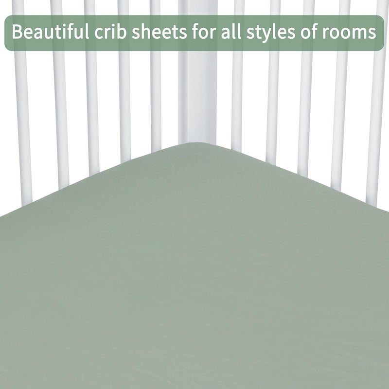 GUNTAIL Baby Crib Sheets for Boys Girls 2 Pack Fitted Crib Sheet for Standard Crib and Toddler Mattress Soft Microfiber Baby Sheet 52x28x8in Brown  Green - Image 5