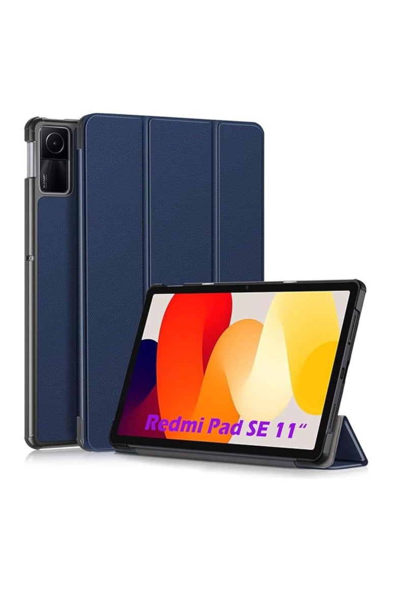 جراب حماية لجهاز شاومي ريدمي باد SE 11 بوصة 2023 قابل للطي ورفيع للغاية من جلد البولي يوريثين مع غطاء لميزة السكون/الفتح التلقائي لشاومي أزرق