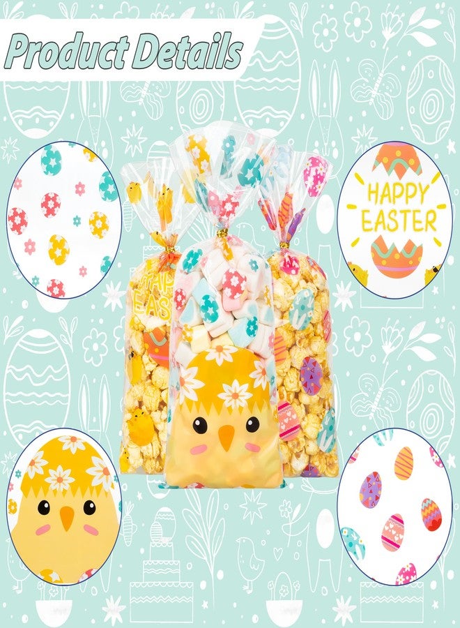 GOMANCHE 120 Pieces Cellophane Treat Bags, 6 Styles Easter Clear Cello Candy Goodies Bags with Twist Ties for Easter Spring Holiday Party Favors Supplies - Image 3