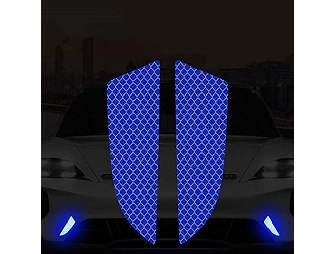 Buylogy® (Blue) (4 Pcs) Car Front/Back Bumper Stickers Reflectors Protective Stickers Reflective Strip Warning Signs Car Styling Exterior Accessories Decoration - Image 1
