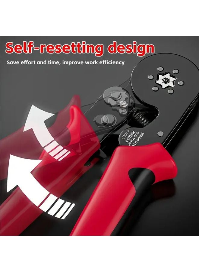 Red And Black 6 6 Crimping Pliers Professional Adjustable Ratcheting End Heavy Duty Metal - Image 5