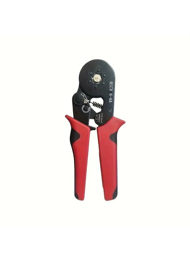 Red And Black 6 6 Crimping Pliers Professional Adjustable Ratcheting End Heavy Duty Metal - Image 1
