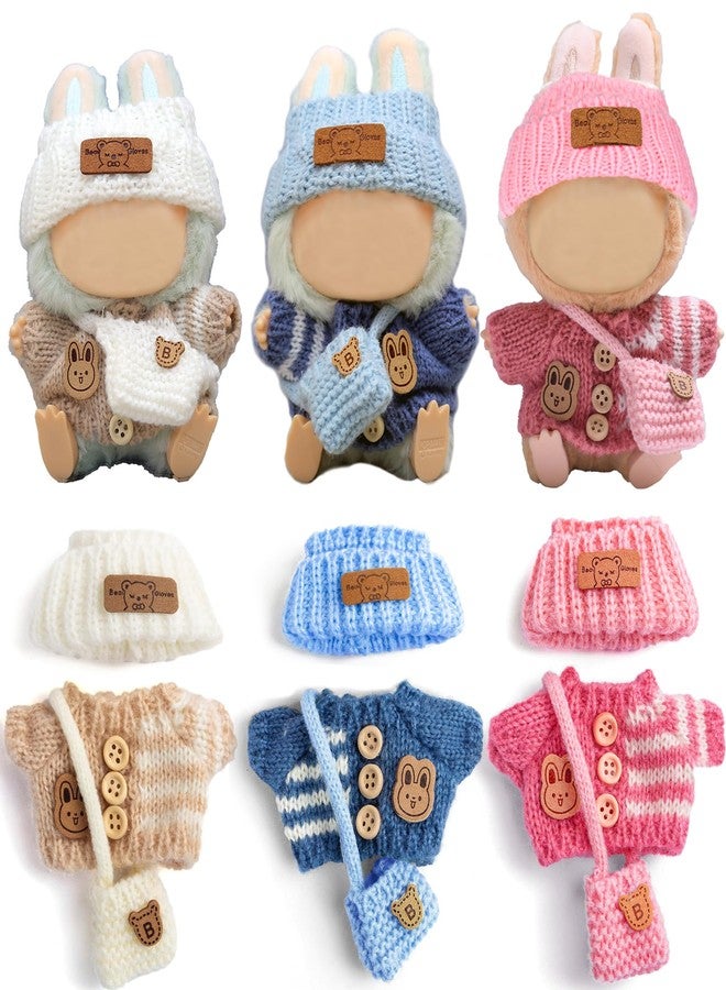 iBayda Total 3 Sets Knit Doll Clothes Accessories for 17cm Dolls Include: 3 Hats, 3 Sweaters, 3 Bags- Soft & Stylish Costume Accessories (Doll and Glasses are Not Icluded) - Image 1