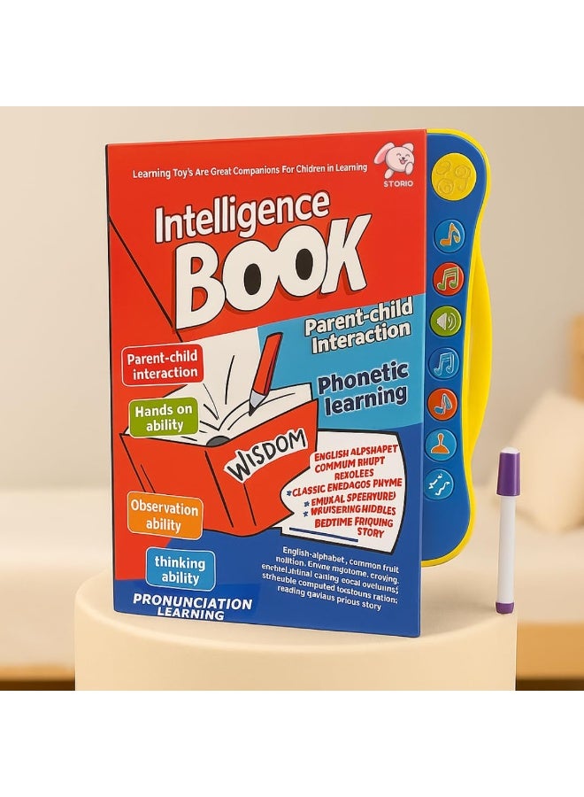 Storio Intelligence Book Sound Book Learning Cards for Children,English Letters & Words Language_Skills Learning Book,Fun Educational Toys. Activities with Numbers, Shapes Learning Book for Toddlers - Image 1
