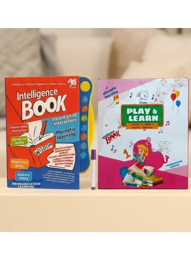 Storio Intelligence Book Sound Book Learning Cards for Children,English Letters & Words Language_Skills Learning Book,Fun Educational Toys. Activities with Numbers, Shapes Learning Book for Toddlers - Image 1