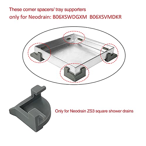 Neodrain Tile Tray Supporters for Shower Drain, Corner Spacer Fit Neodrain Square Shower Drains, 5PCS Plastic Clips and 1PC Lifting Hook - Image 2