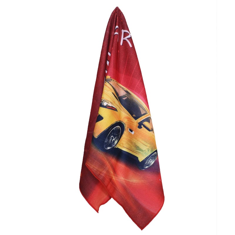 Kuber Industries Kids Bath Towel|Soft Cotton & Sides Stitched Baby Towel|Microfibered Super Absorbent Car Pattern Towel for Infants,Toddler,55x26 Inch (Maroon) - Image 5