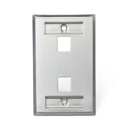 Leviton Quickport Wallplate, Single-Gang, 2-Port, with ID Windows, Stainless Steel, 43080-1L2 - Image 4