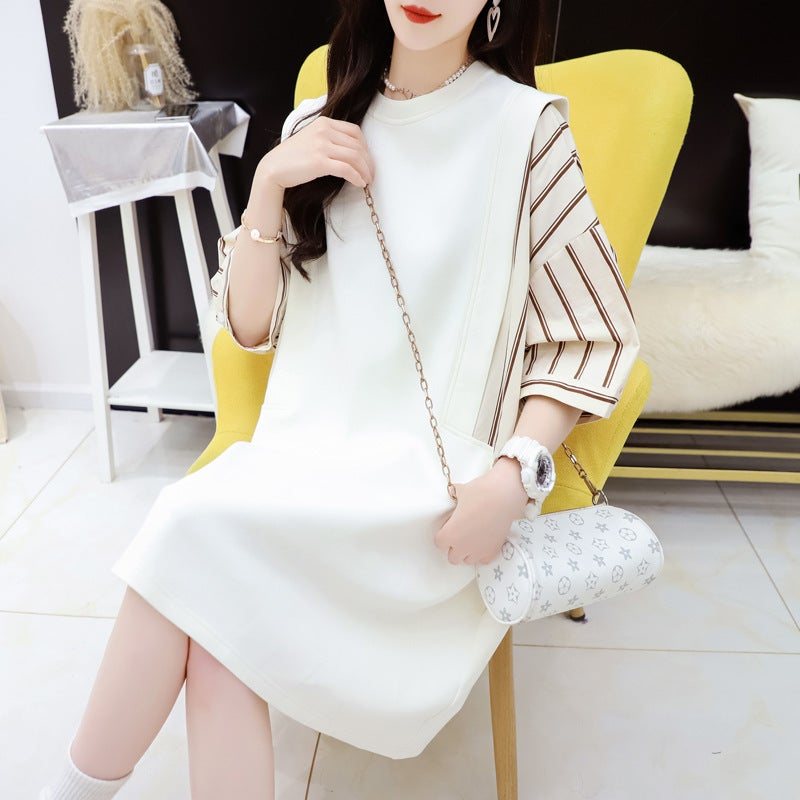 Loose And Versatile Short-Sleeve Oversized T-Shirt, New Stylish Summer Striped Mid-Length Top 100Kg - Image 4