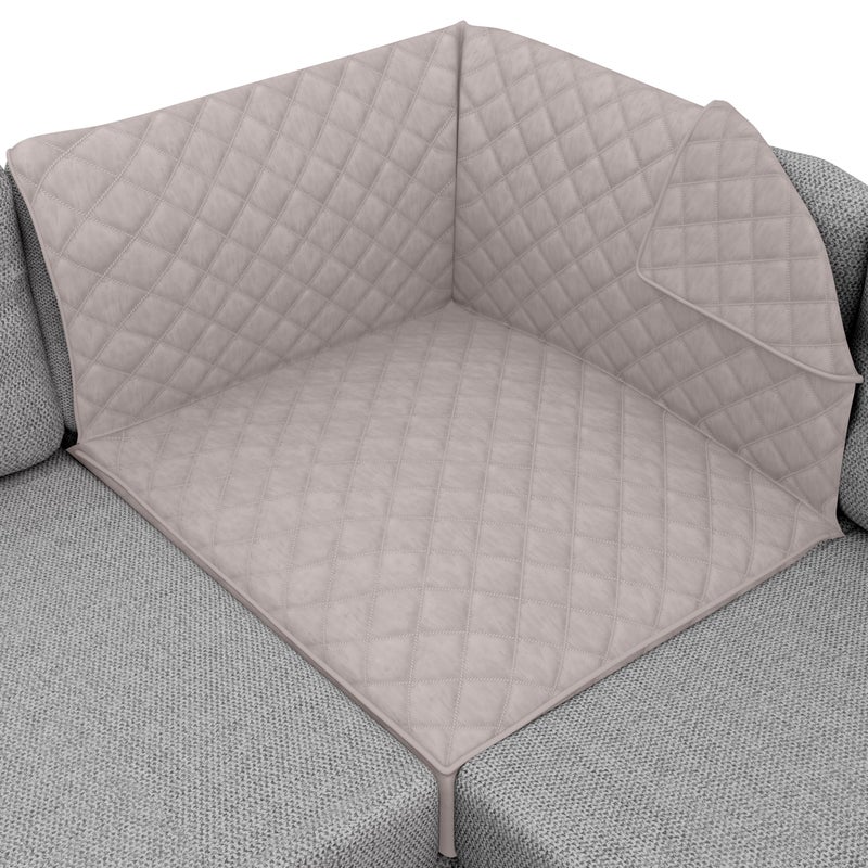 Sofa Shield Patented Sectional Slip Cover Large Cushion Protector Reversible Stain and Dog Tear Resistant Slipcover Quilted Microfiber 30x30in Seat Washable Covers for Dogs Pets Kids Light Taupe