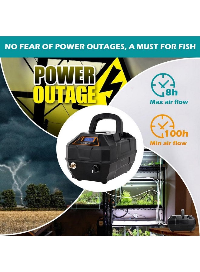 هايغر مضخة هواء قابلة لإعادة الشحن لحوض السمك من hygger، مضخة هواء تجارية قوية وهادئة مع خرطوم وصمام فحص حجر الهواء وصمام تحويل قابل للتعديل بستة منافذ للصيد باليخوت/انقطاع التيار الكهربائي/الزراعة المائية - Image 3