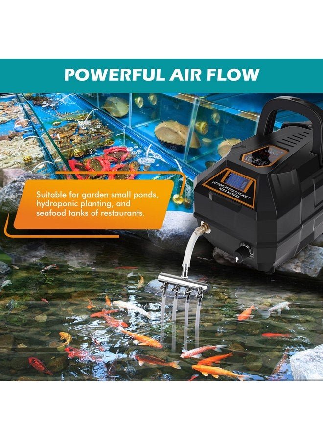 هايغر مضخة هواء قابلة لإعادة الشحن لحوض السمك من hygger، مضخة هواء تجارية قوية وهادئة مع خرطوم وصمام فحص حجر الهواء وصمام تحويل قابل للتعديل بستة منافذ للصيد باليخوت/انقطاع التيار الكهربائي/الزراعة المائية - Image 4