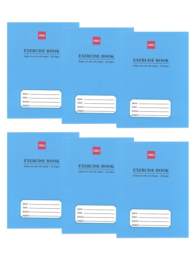 Deli دفتر ملاحظات مكون من 6 قطع بهامش أيسر 80 صفحة - Image 1