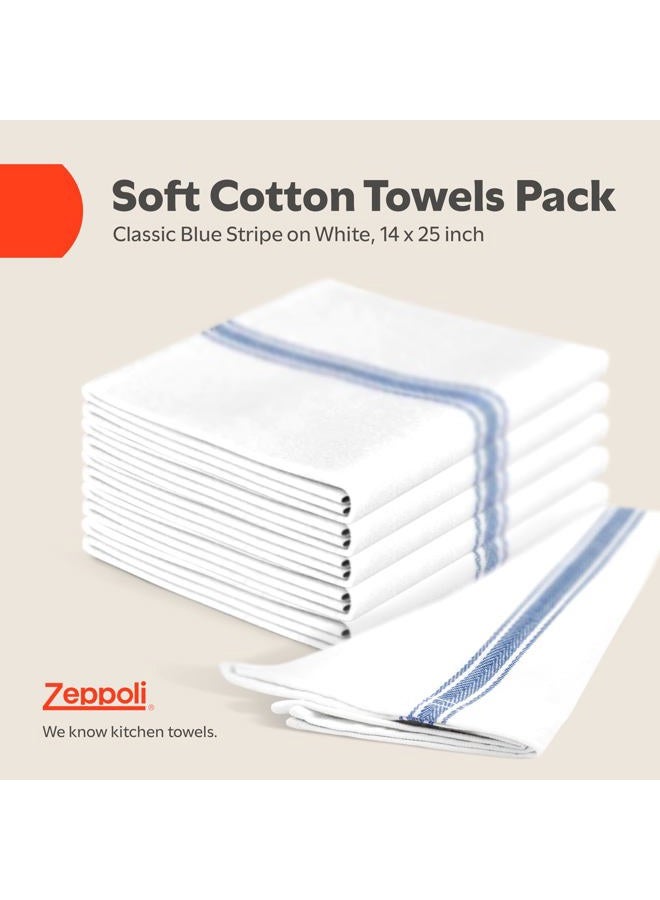 Zeppoli Classic White Kitchen Towels, 15-Pack 100% Natural Cotton Dish Towels, 14 x 25 inches Flour Sack Towels - Make Great Bar Towels - Image 2