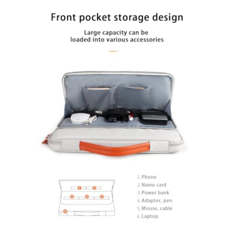 Skycare Laptop Sleeve Bag 14/16 inch for Laptop/Notebook/Tablet Compatible with MacBook Air/Pro, Dell, HP, Acer, Asus, Lenovo, Water Resistant with Top Handle Light Grey, 14-15.4 inch - Image 2