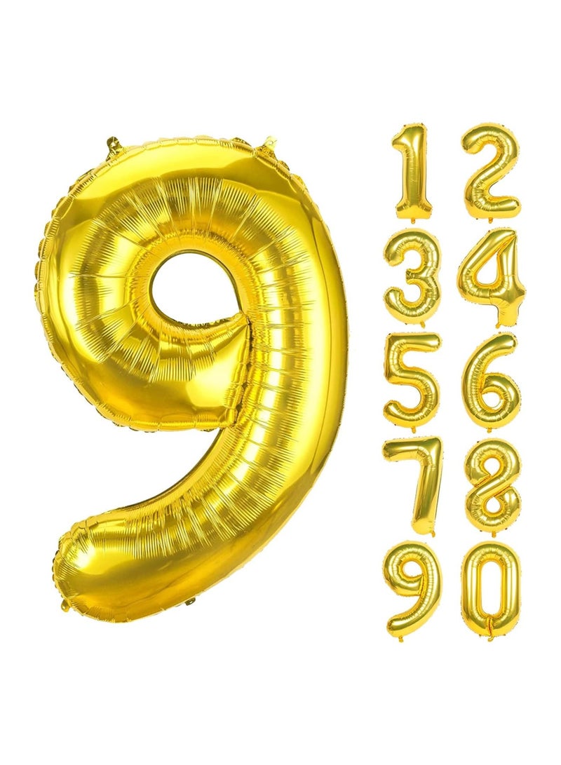 Goldedge Goldedge Number 9, 32 Inch Number Balloons Foil Gold - Glamorous Party Decorations for Birthdays, Anniversaries, and Special Events  - Image 1