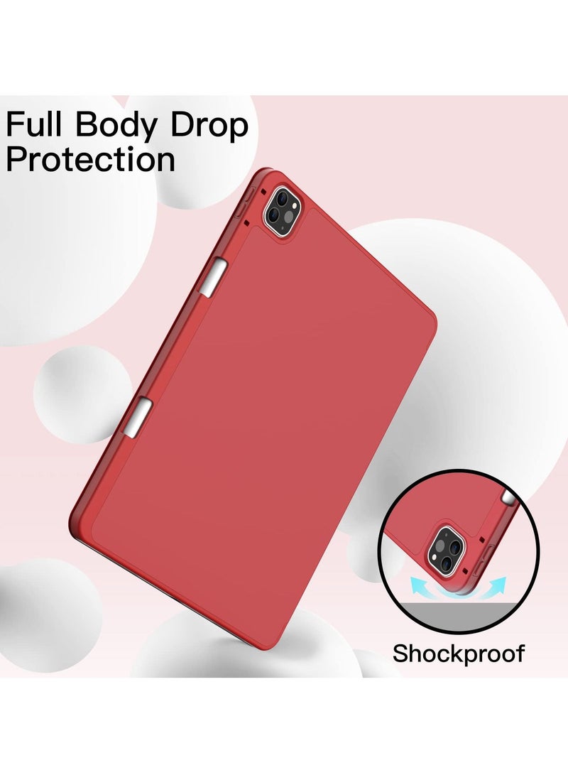 جي تيك جراب iPad Pro 12.9 بوصة 2020 2018 موديل 4th 3rd Generation مع حامل أقلام رصاص يدعم شحن قلم رصاص ثانٍ غطاء تابلت نحيف مع خلفي ناعم من البولي يوريثان للاستيقاظ التلقائي للنوم باللون الأحمر - Image 5