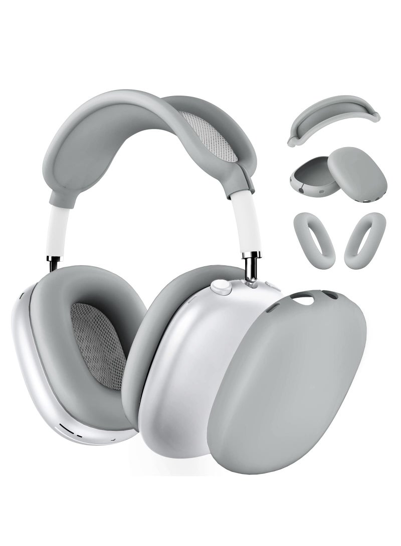 Silicone Cases Suitable for Apple AirPods Max 3-in-1 Headphones Anti-Scratch Ear Cups Cover Headband Cover and Ear Pad Protector Case Skin Accessories (Grey) - Image 1