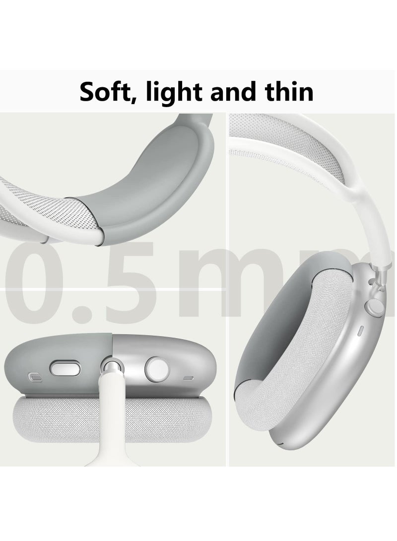 Silicone Cases Suitable for Apple AirPods Max 3-in-1 Headphones Anti-Scratch Ear Cups Cover Headband Cover and Ear Pad Protector Case Skin Accessories (Grey) - Image 5