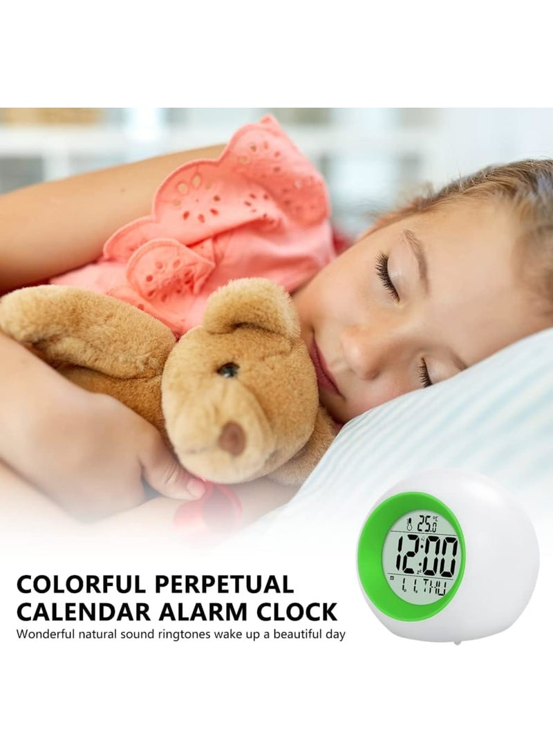 SOLARAE Kids Alarm Clock, 7 Color Changing Night Light, Digital Alarm Clock with Rechargeable, Kids Clock, Suitable for Adults and Childre (green) - Image 3