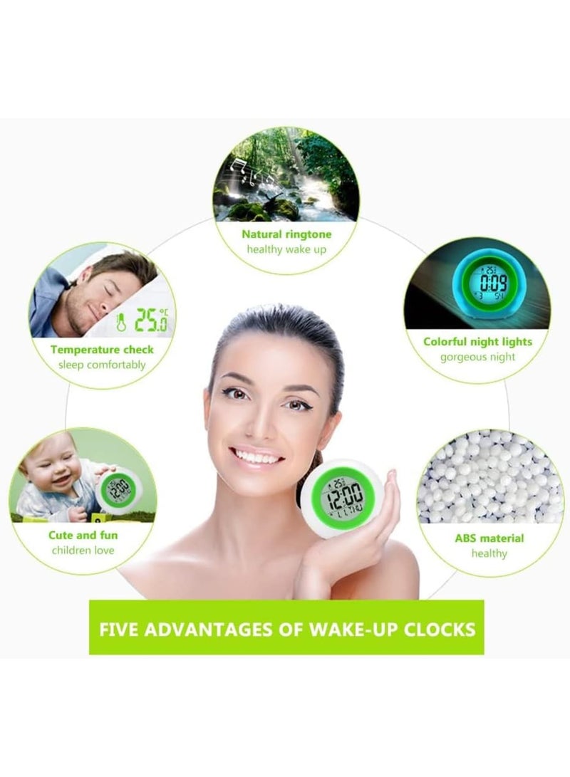 SOLARAE Kids Alarm Clock, 7 Color Changing Night Light, Digital Alarm Clock with Rechargeable, Kids Clock, Suitable for Adults and Childre (green) - Image 4