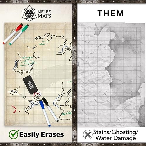 Melee Mats DND Map Starter Kit - 23” x 27" Double Sided, Wet/Dry Erase Battle Terrain Grid - Ultimate Tabletop Board Gaming Experience with Accessories - Image 5