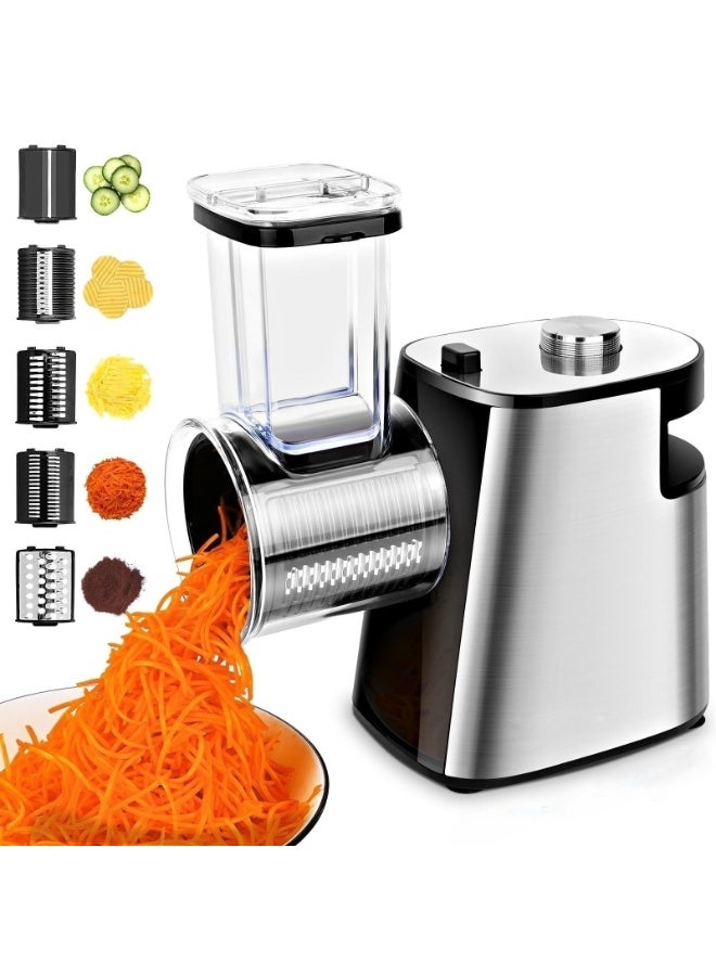 قطاعة خضراوات كهربائية أوتوماتيكية بالكامل من الفولاذ المقاوم للصدأ - معالج طعام سريع | قطاعة خضراوات متعددة الاستخدامات 4 في 1، ومفرمة، وقطاعة فواكه | أداة مطبخ صديقة للبيئة وقابلة لإعادة الشحن - Image 1