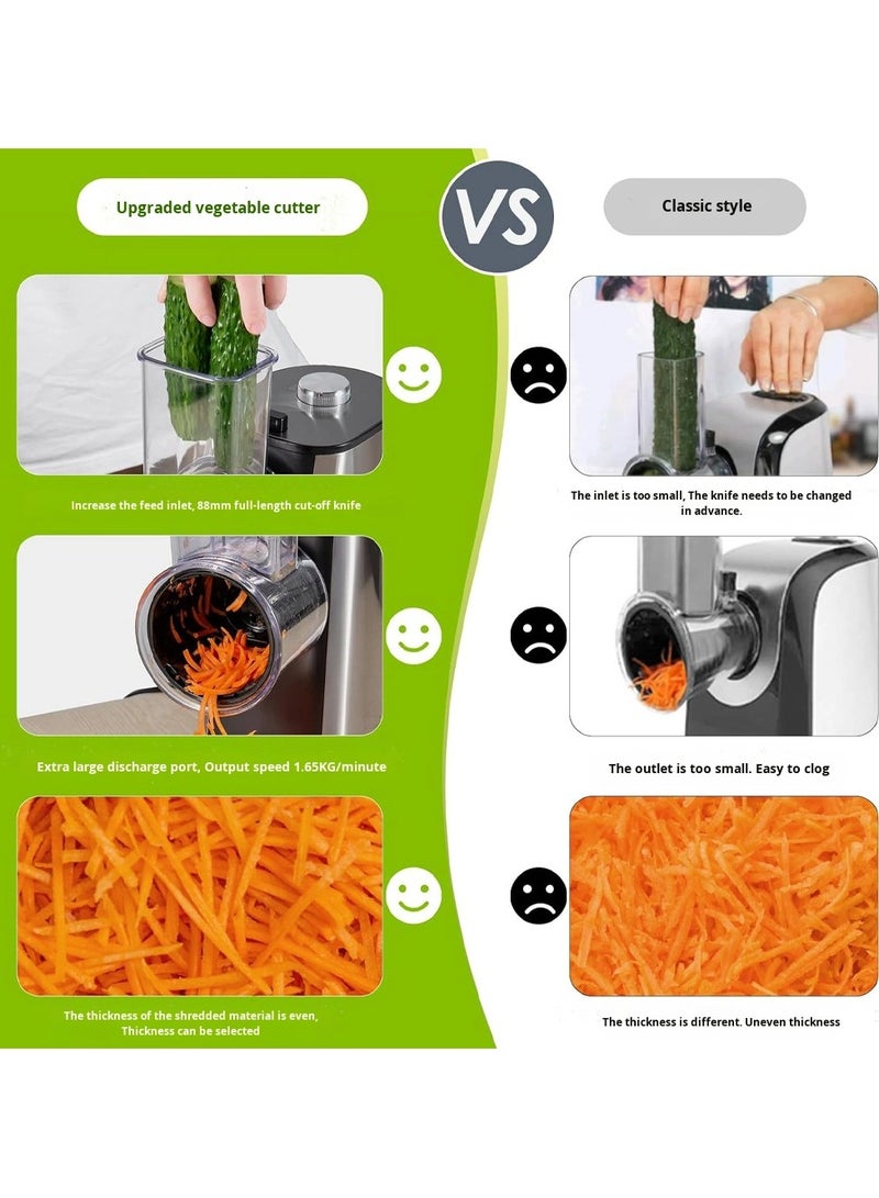 قطاعة خضراوات كهربائية أوتوماتيكية بالكامل من الفولاذ المقاوم للصدأ - معالج طعام سريع | قطاعة خضراوات متعددة الاستخدامات 4 في 1، ومفرمة، وقطاعة فواكه | أداة مطبخ صديقة للبيئة وقابلة لإعادة الشحن - Image 2