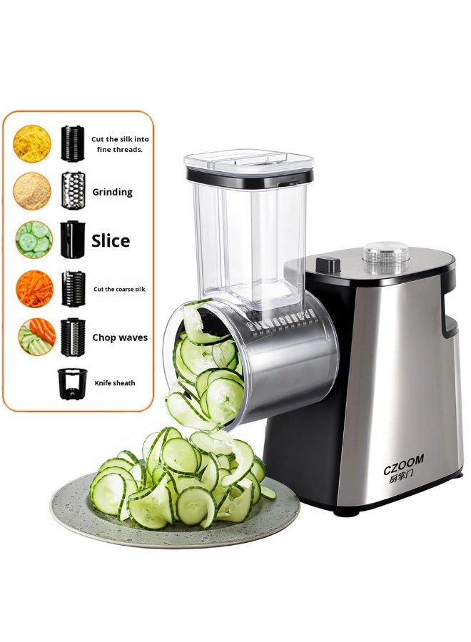 قطاعة خضراوات كهربائية أوتوماتيكية بالكامل من الفولاذ المقاوم للصدأ - معالج طعام سريع | قطاعة خضراوات متعددة الاستخدامات 4 في 1، ومفرمة، وقطاعة فواكه | أداة مطبخ صديقة للبيئة وقابلة لإعادة الشحن - Image 3