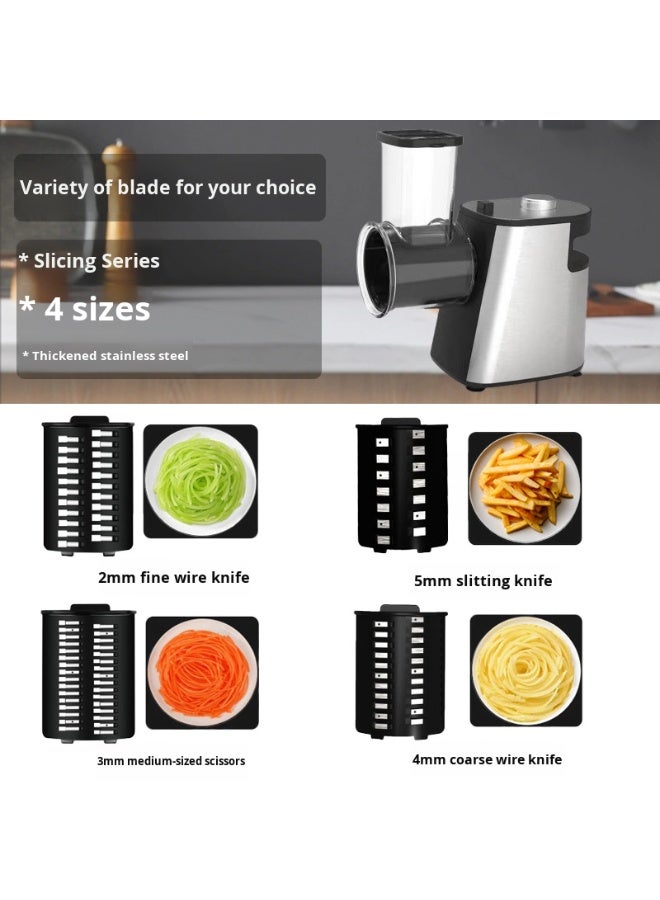 قطاعة خضراوات كهربائية أوتوماتيكية بالكامل من الفولاذ المقاوم للصدأ - معالج طعام سريع | قطاعة خضراوات متعددة الاستخدامات 4 في 1، ومفرمة، وقطاعة فواكه | أداة مطبخ صديقة للبيئة وقابلة لإعادة الشحن - Image 5