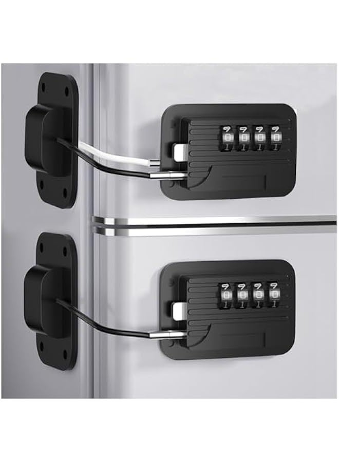 2 Pack Refrigerator Fridge Freezer Door Lock with Password, Child Proof Door Lock for Kitchen Refrigerator, Cabinets and Drawers, Closets, Windows, Doors-No Tools Need or Drill