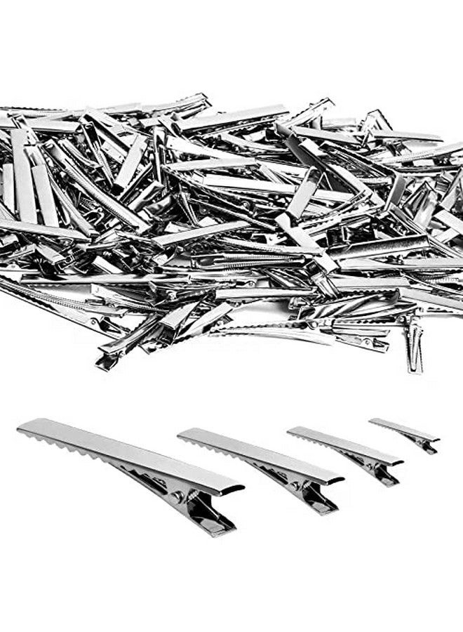 WSYUB 170Pcs Alligator Hair Clips For Bows Wsyub Metal Hair Clips Silver Single Prong Curl Clips Bulk Duck Bill Hair Clips Metal Teeth Bows 4 Sizes Styling Clips For Thick &Thin Hair Or Diy Bows Make - Image 2