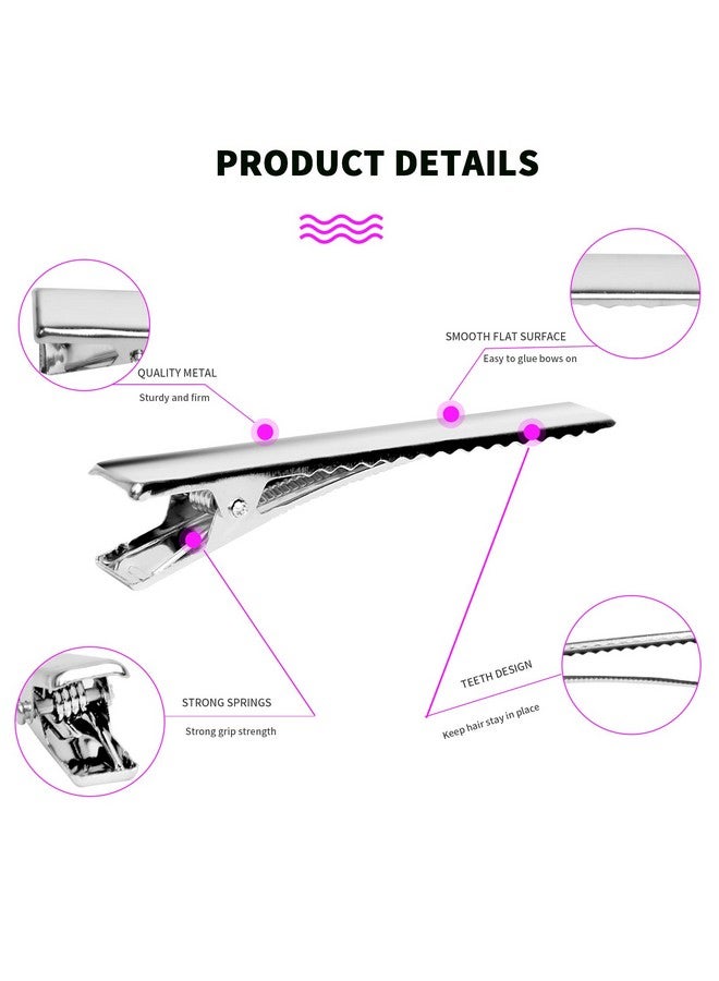 WSYUB 170Pcs Alligator Hair Clips For Bows Wsyub Metal Hair Clips Silver Single Prong Curl Clips Bulk Duck Bill Hair Clips Metal Teeth Bows 4 Sizes Styling Clips For Thick &Thin Hair Or Diy Bows Make - Image 4