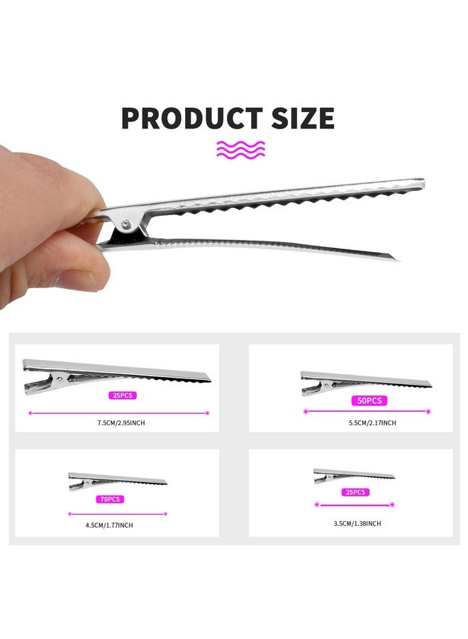 WSYUB 170Pcs Alligator Hair Clips For Bows Wsyub Metal Hair Clips Silver Single Prong Curl Clips Bulk Duck Bill Hair Clips Metal Teeth Bows 4 Sizes Styling Clips For Thick &Thin Hair Or Diy Bows Make - Image 3