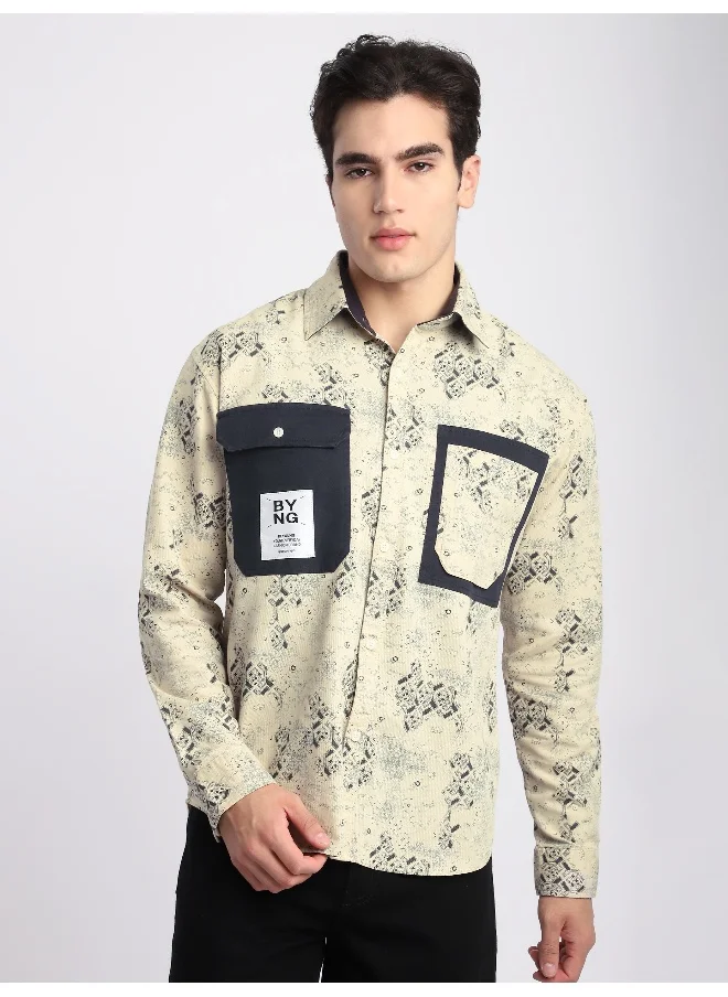 بيونغ Blue Abstract Printed Overshirt