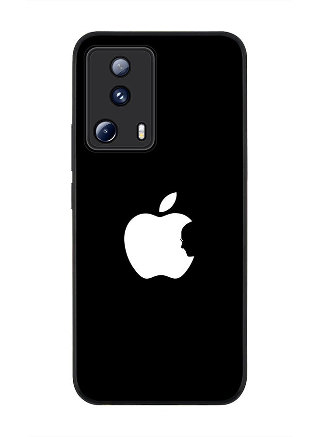 Stylizedd Rugged Black edge case for Xiaomi 13 Lite 5G / Xiaomi Civi 2 5G, Slim fit Soft Case Flexible Rubber Edges Anti Drop TPU Gel Thin Cover -  Steve's Apple - Black - Image 1