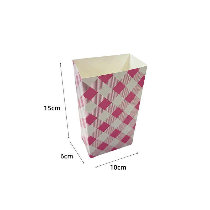 Colorful Plaid Paper Plates Cups Disposable Party Tableware Set 6 pink striped paper caps - Image 4