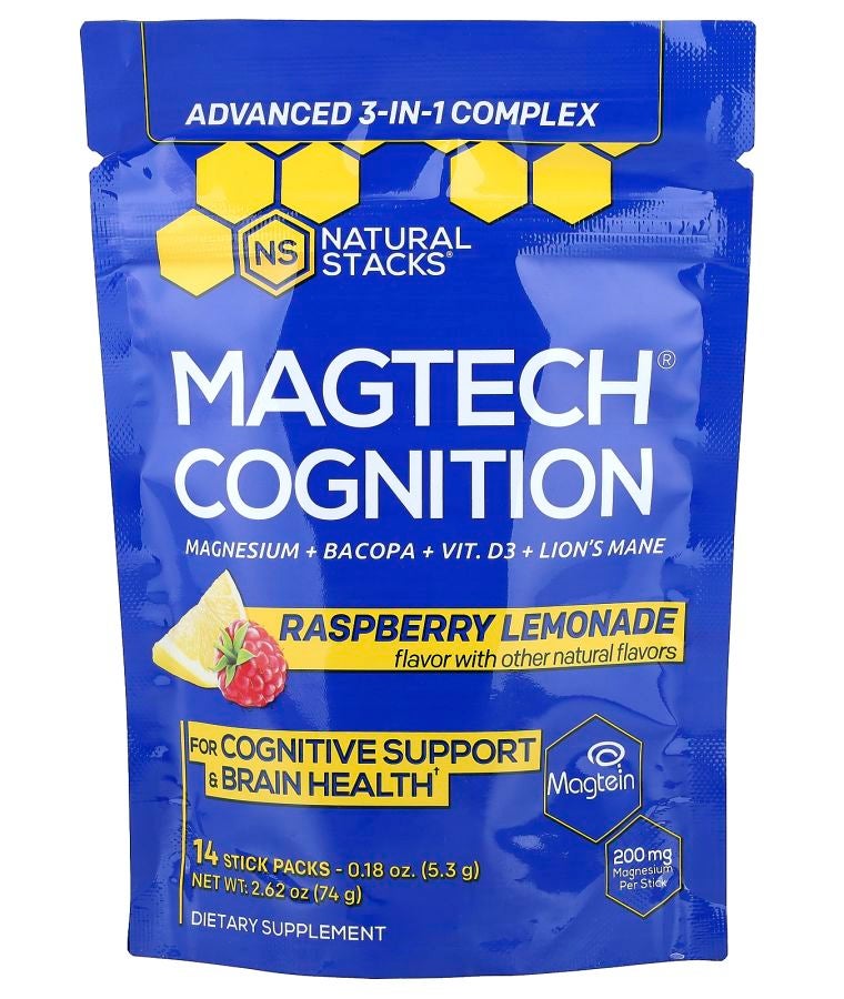Natural Stacks Magtech® Cognition Raspberry Lemonade 14 Stick Packs 0.18 oz (5.3 g) Each