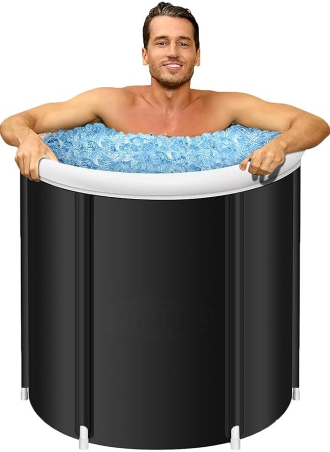 USTIDE Ice Bath Tub, Folding Bathtub,Portable Bath Tub,Inflatable Ice Bath, Cold Plunge Tub Outdoor for Adult Faster Recovery,Spa Soaking Tub,Foot pump + hand pump inflatable, 85 * 75CM  - Image 1