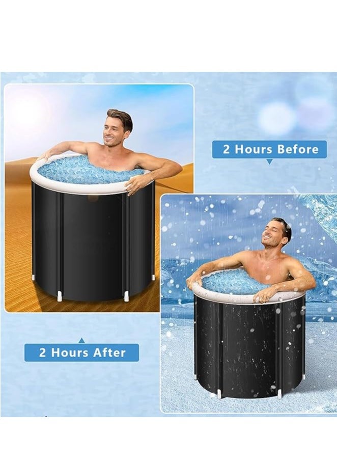 USTIDE Ice Bath Tub, Folding Bathtub,Portable Bath Tub,Inflatable Ice Bath, Cold Plunge Tub Outdoor for Adult Faster Recovery,Spa Soaking Tub,Foot pump + hand pump inflatable, 85 * 75CM  - Image 2
