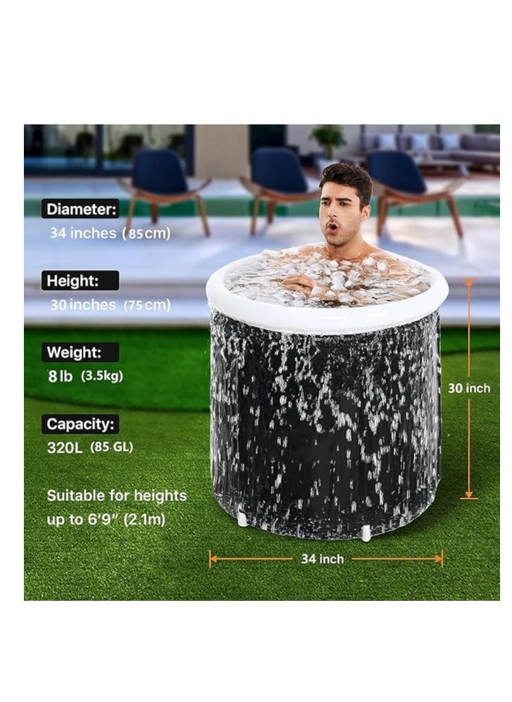 USTIDE Ice Bath Tub, Folding Bathtub,Portable Bath Tub,Inflatable Ice Bath, Cold Plunge Tub Outdoor for Adult Faster Recovery,Spa Soaking Tub,Foot pump + hand pump inflatable, 85 * 75CM  - Image 4