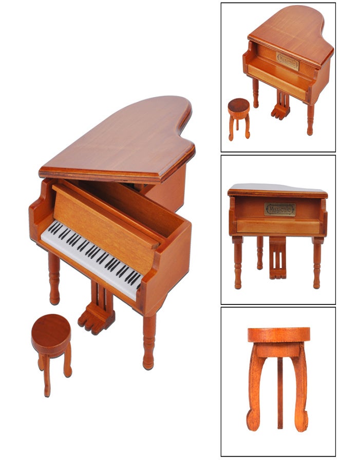 Windup Wooden Piano Musical Box Classical Melody Music Box Random Melody Gift for Children Girls - Image 2