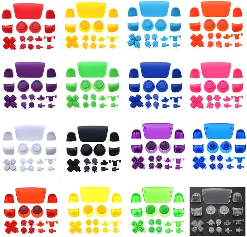 Full Buttons Set for PS5 Joysticks Dpad R1 L1 R2 L2 Direction Key ABXY Buttons Trigger Button Cap Cover for PS5 BDM-010 Game Console (Clear Green)