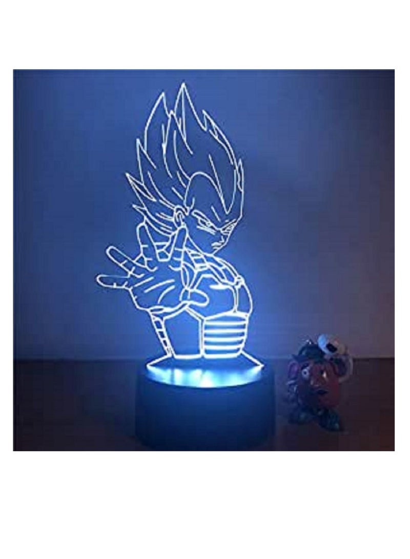 althiqahkey Vegeta Dragon Ball Z Goku Saiyan 3D Night Light LED 7 Colour Touch Desk Lamp - Image 1