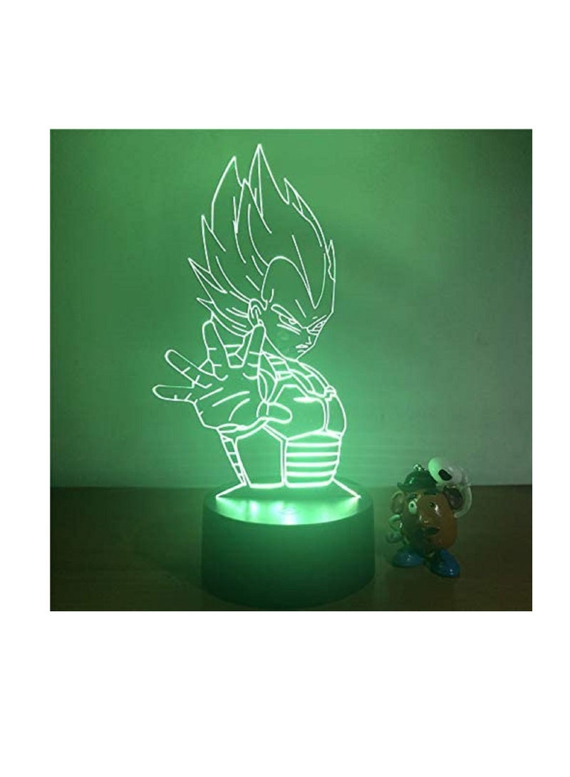 althiqahkey Vegeta Dragon Ball Z Goku Saiyan 3D Night Light LED 7 Colour Touch Desk Lamp - Image 2