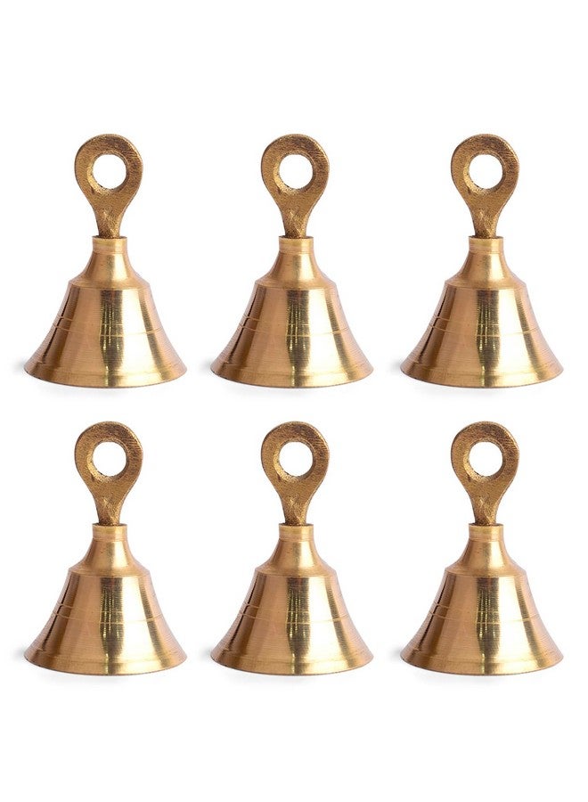SATVIK STORE SATVIK 6 Pc Set of Brass Bell with Hanging Loops Coaster Beach Decoration Item Vintage Style Indian Bell with Jingle Ring, Wedding Bell, Christmas Bell, Cow, Elephant Bell (Medium) - Image 1