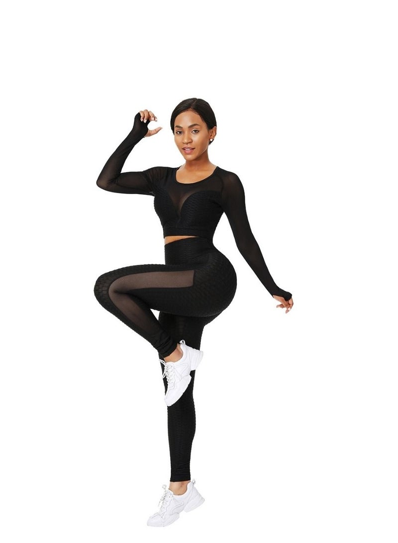Dee trimmer Mesh Active Wear Track Suit for Women | Sports Fitness Workout & Yoga Set | Black Color | Comfortable and Breathable Performance Wear  - Image 1