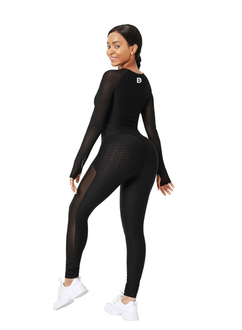 Dee trimmer Mesh Active Wear Track Suit for Women | Sports Fitness Workout & Yoga Set | Black Color | Comfortable and Breathable Performance Wear  - Image 2