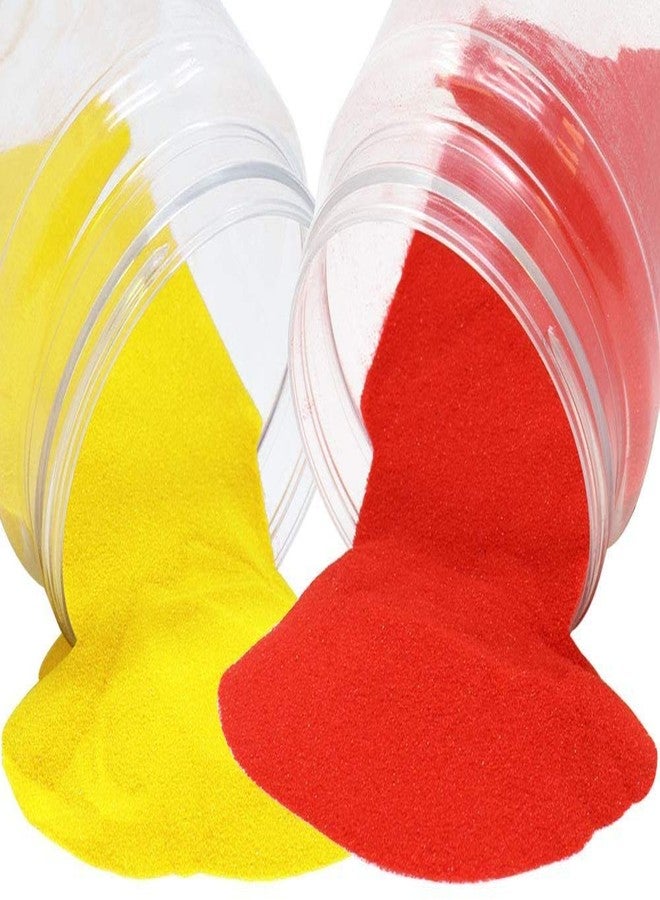 Quantum Retail Sugar Size Crystal/Quartz Silica Sand for Home and Garden Decor; Aquarium Substrate; Terrarium, Aquarium Decorative Sand (1 KG Yellow Sand+ 1 KG Red Sand)