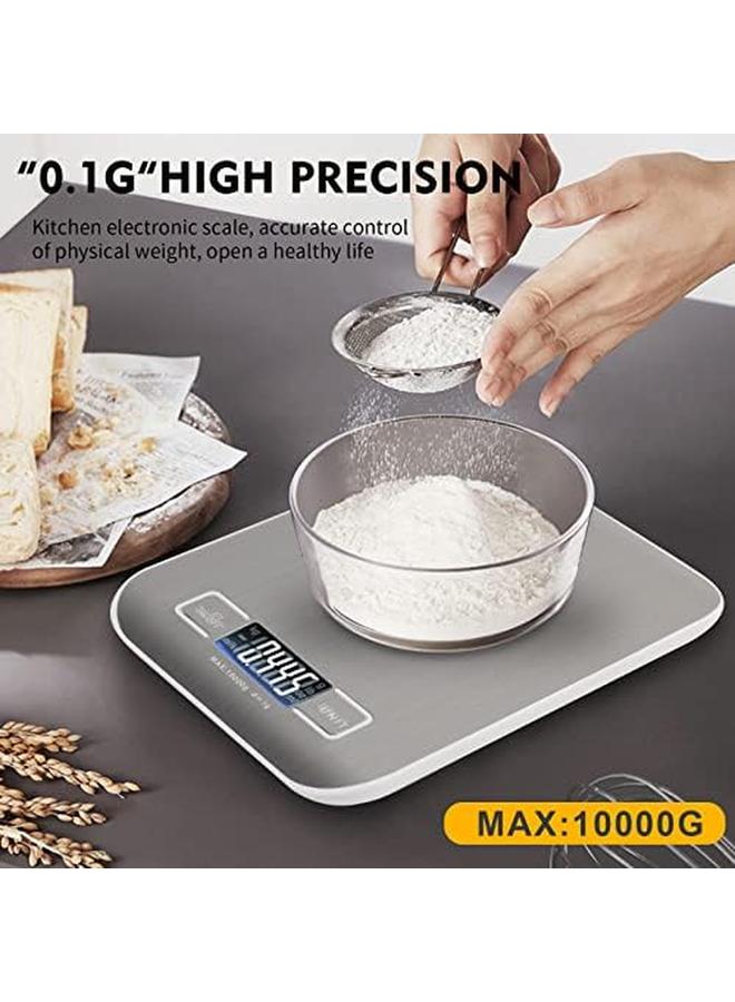 SKY-TOUCH Digital Kitchen Scale Multifunction Food Scale Touch Button Tare Function Ultra Slim With Large Lcd Display Stainless Steel Batteries Included Silver - Image 2
